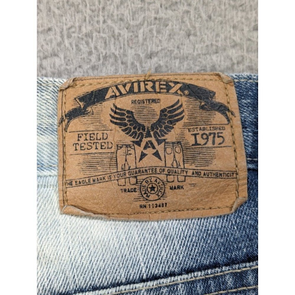 Avirex Jeans Mens 29x30 (Actual 27.5x29) Blue White Fade Wash Bleach - Picture 16 of 16
